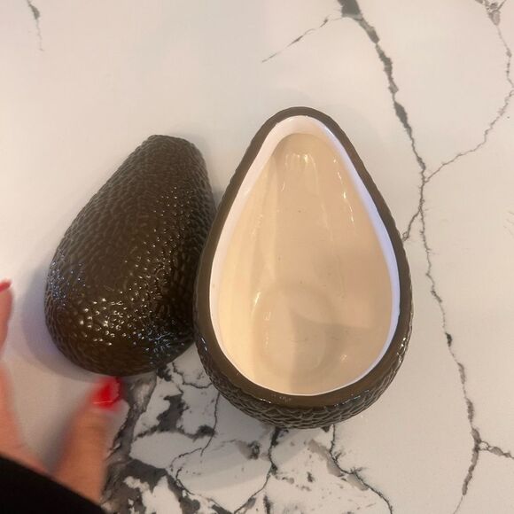 Avocado Shaped Ceramic Green Guacamole Serving Dish - Picture 2 of 4